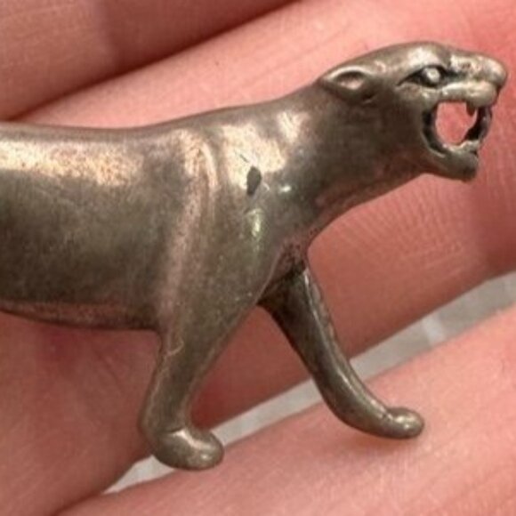 Antique Sterling Silver Miniature Standing Panther Brooch C Clasp - Picture 3 of 5